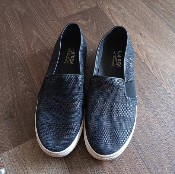 LAUREN RALPH LAUREN Jinny Slip-On Sneaker Size 9.5B Black Textiles Double Goring - Picture 7 of 7